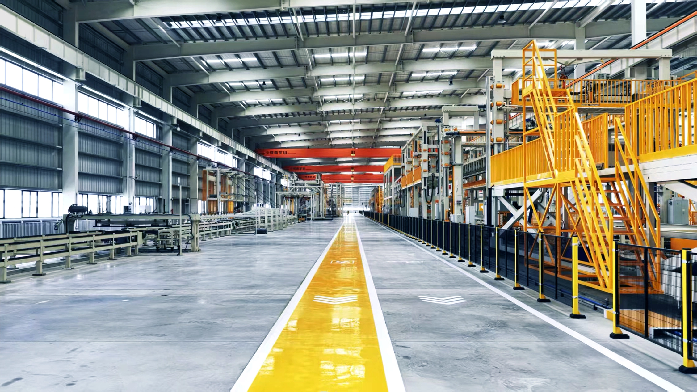 Prefab container house production line in modern manufacturing facility