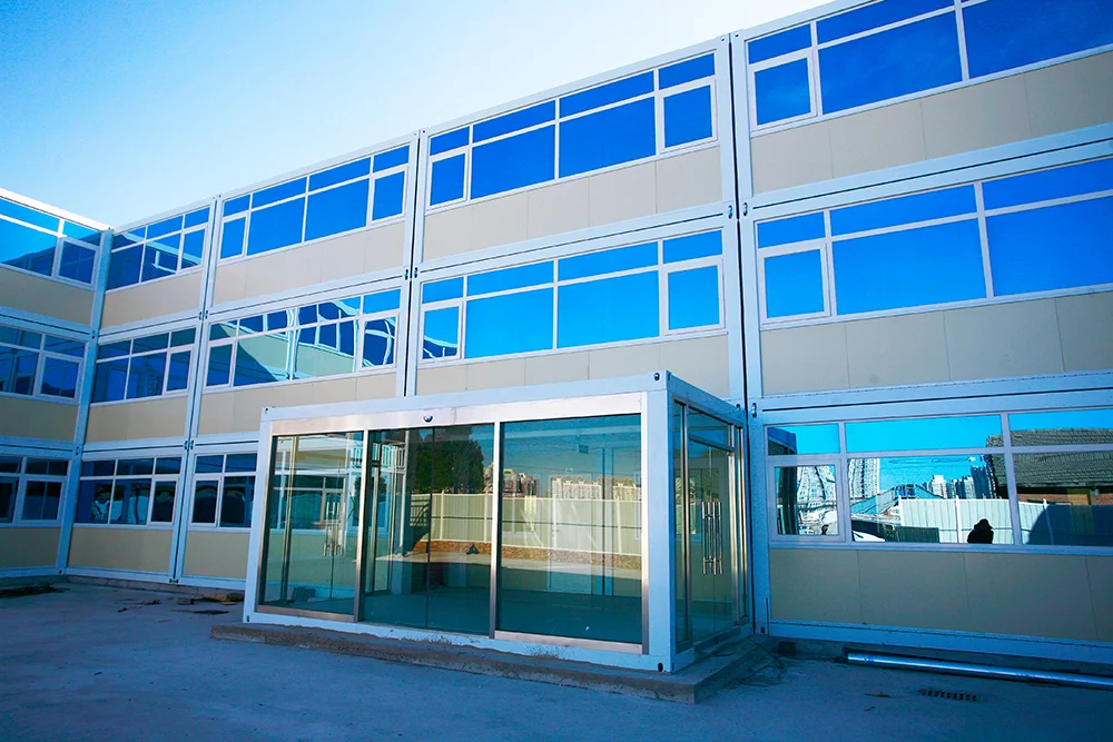Container-based modular accommodation used for worker camps in remote areas