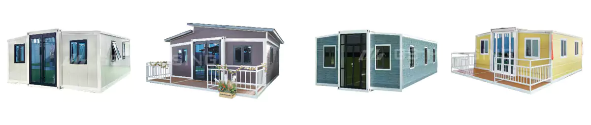 Vista exterior de una casa contenedor expandible de 30 pies con diseño modular plegable.