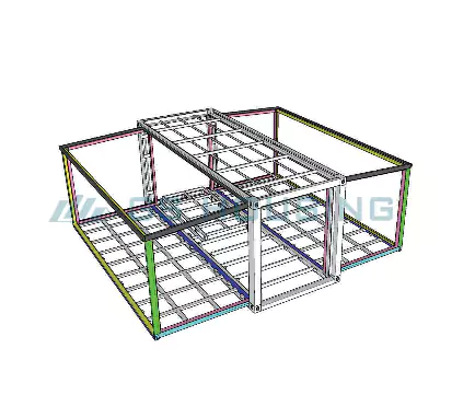 Detalle estructural del armazón de una casa contenedor modular de 30 pies para una solución de vivienda duradera.