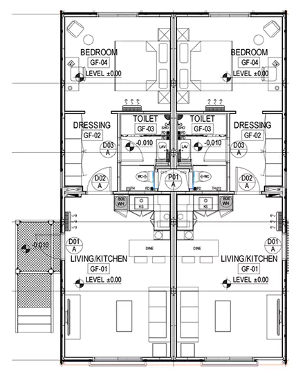Estructura de piso de casa contenedor tipo A, base de acero duradera, construcción modular.