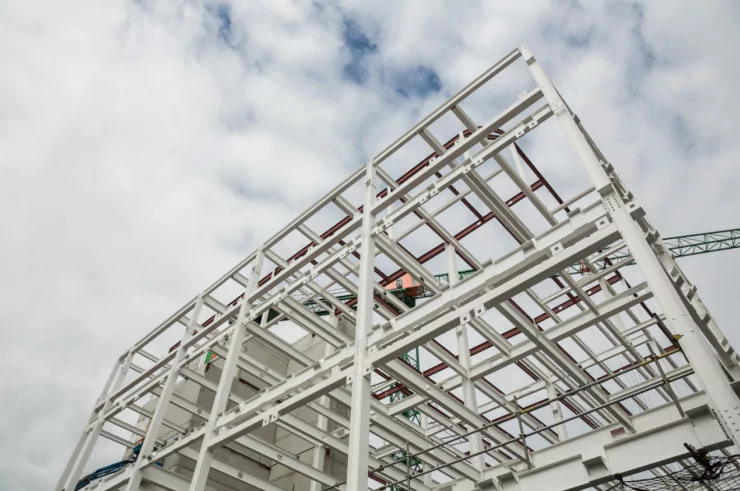 heavyweight construction building with scaffolding using concrete materials