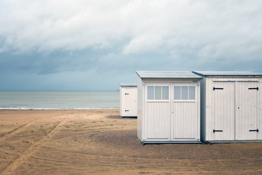 Modular container houses being manufactured in a modern factory production line