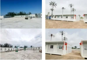 multi-angle view of Bahamas prefab labor camp project for construction workforce accommodation