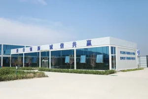 single story container office building installed on a remote construction project site