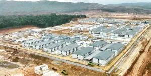 large scale modular workforce accommodation camp with container housing units in Indonesia