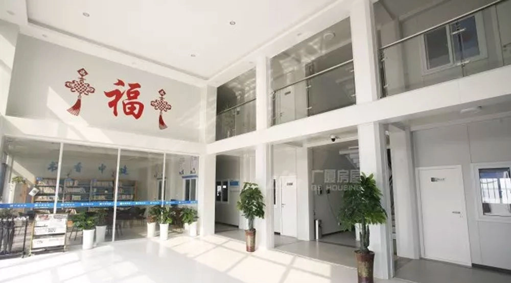 Container House Gaoling Cultural and Sports Center Project modular building interior lobby