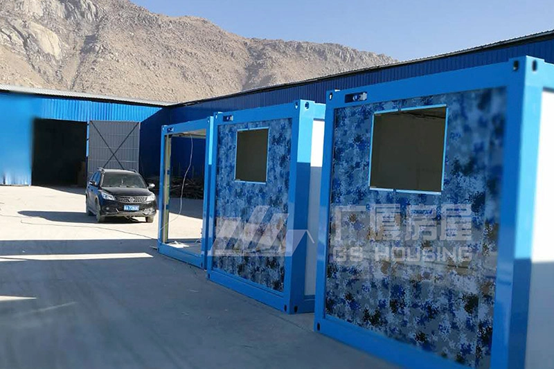 blue frame camouflage container house for military camp project