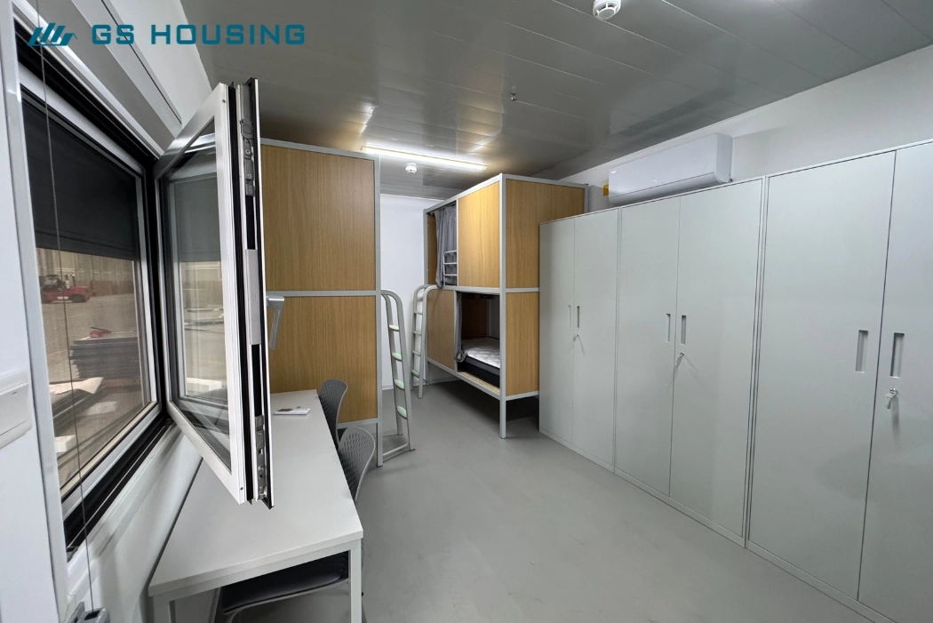 container house worker dormitory interior bunk bed layout