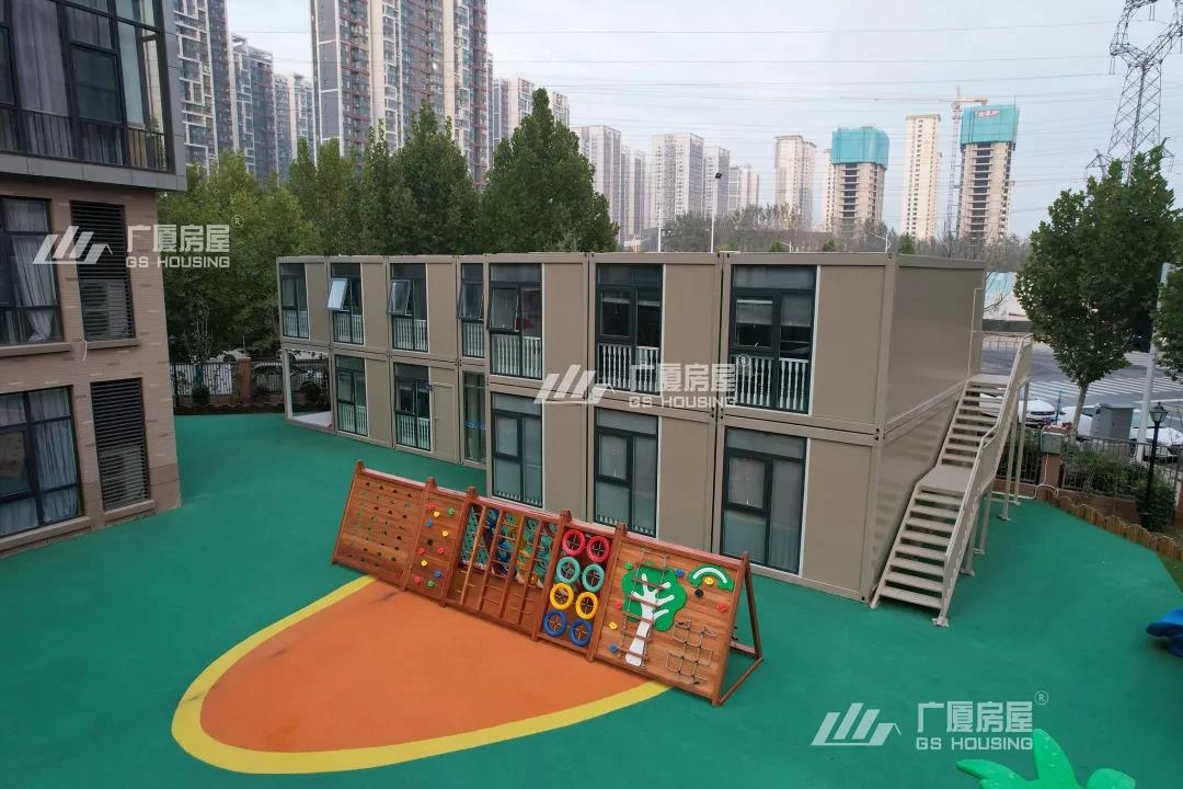 early education campus courtyard with colorful activity ground and classroom buildings early education campus courtyard with colorful activity ground and classroom buildings