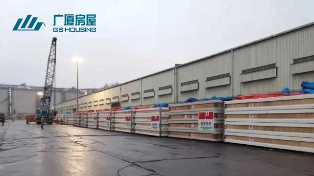 emergency integrated housing units packed outside factory for Tonga resettlement aid