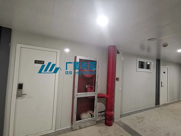 fire protection facilities inside modular military camp accommodation building