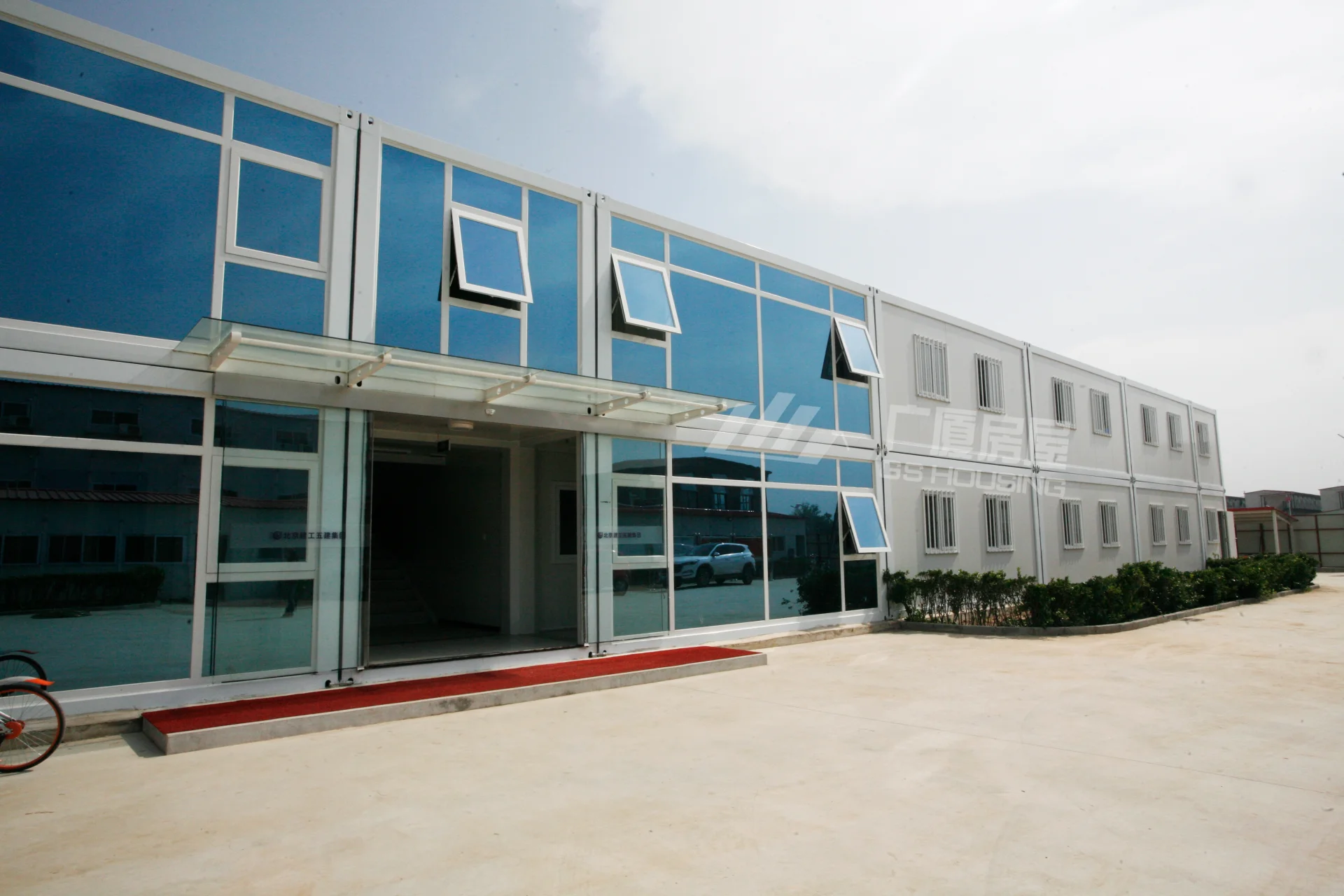 main entrance of modular office building project main entrance of modular office building project