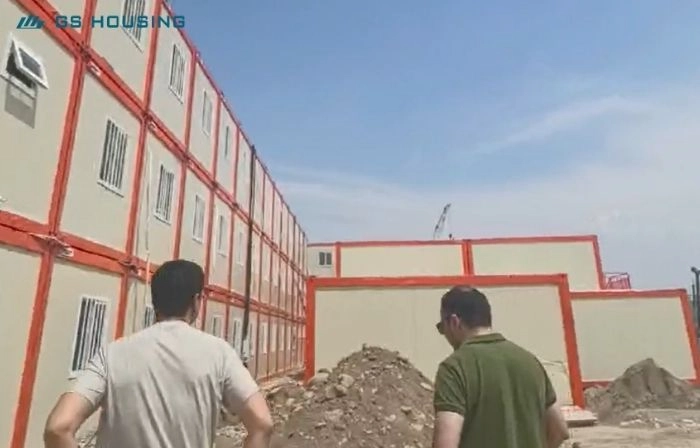 modular buildings exterior installation construction site workers inspection