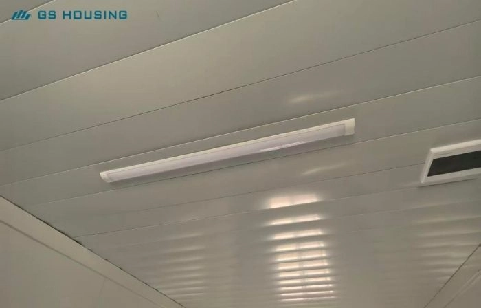 modular buildings interior corridor lighting ceiling panel installation system