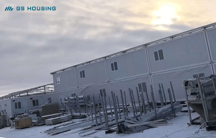 modular buildings winter site installation steel frame assembly