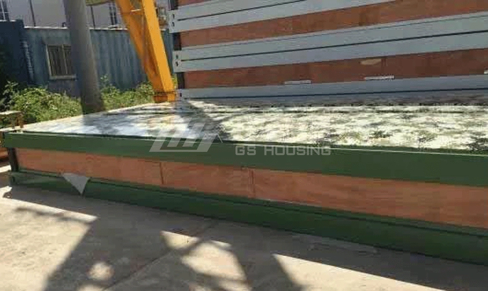 modular container house unit with camouflage panels for military camp accommodation