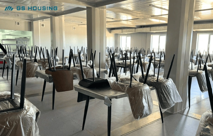 modular dining hall prefabricated facility worker camp area