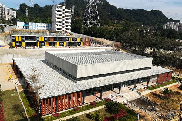 prefab exhibition hall building and landscaped surroundings prefab exhibition hall building and landscaped surroundings