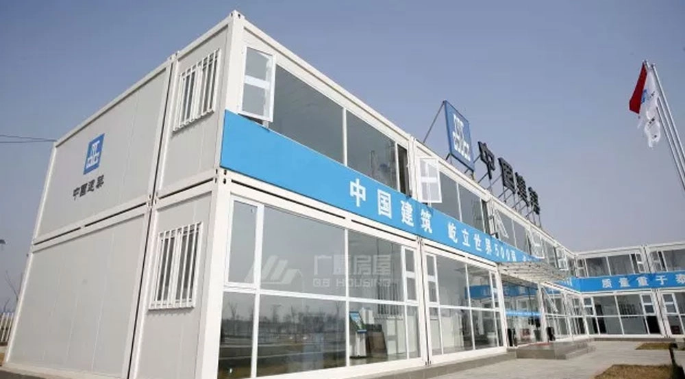 prefabricated building modular construction commercial street facade