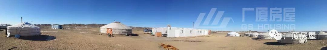 remote construction site with prefab container housing camp in Mongolia remote construction site with prefab container housing camp in Mongolia