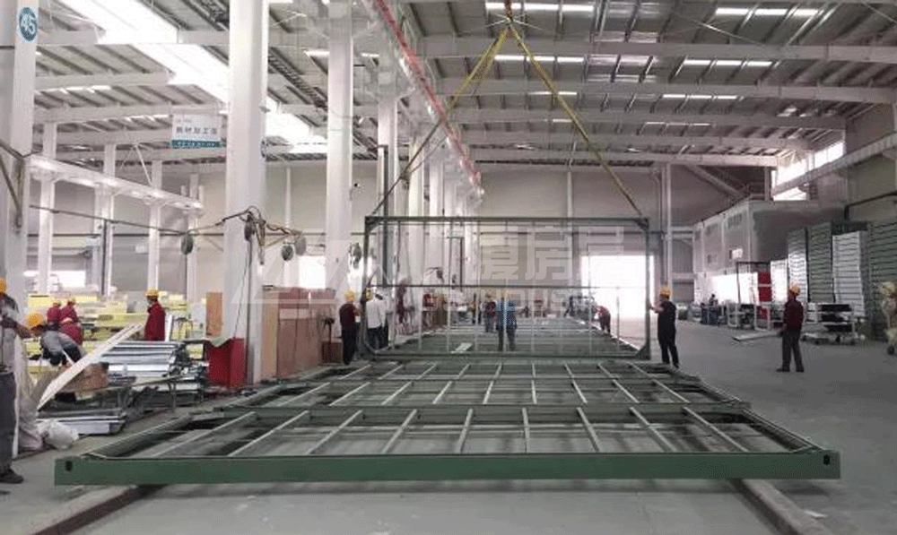 steel frame production for flat pack container house military camp project steel frame production for flat pack container house military camp project
