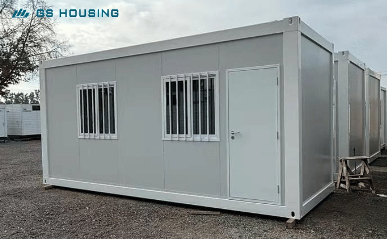 worker accommodation container dormitory exterior site installation view