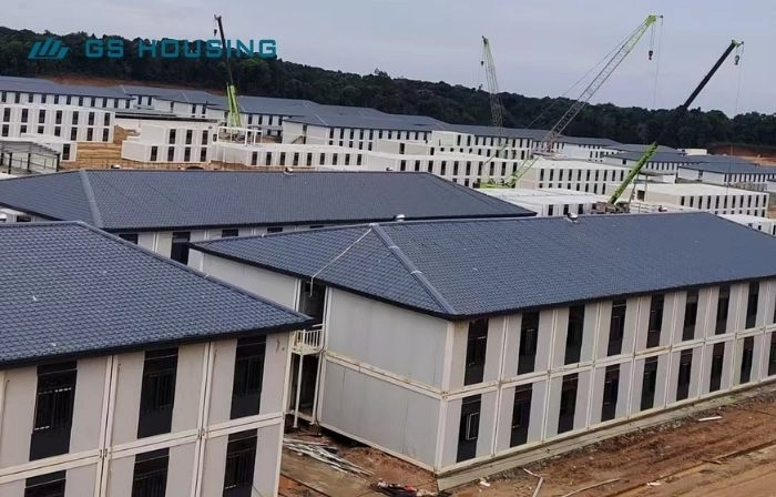 mining camp two storey modular accommodation building under site construction
