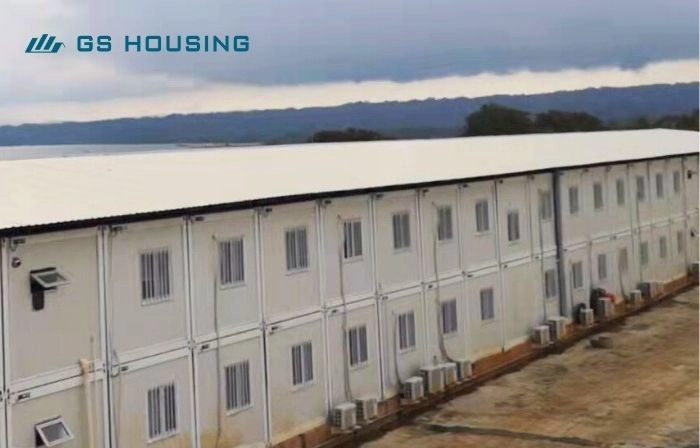 mining camp worker accommodation building exterior near coastal project area
