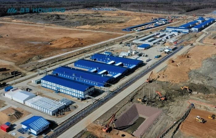 modular camp large scale aerial view of modular oil and gas accommodation site