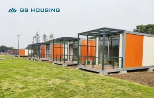 prefab construction camp orange modular office and accommodation units