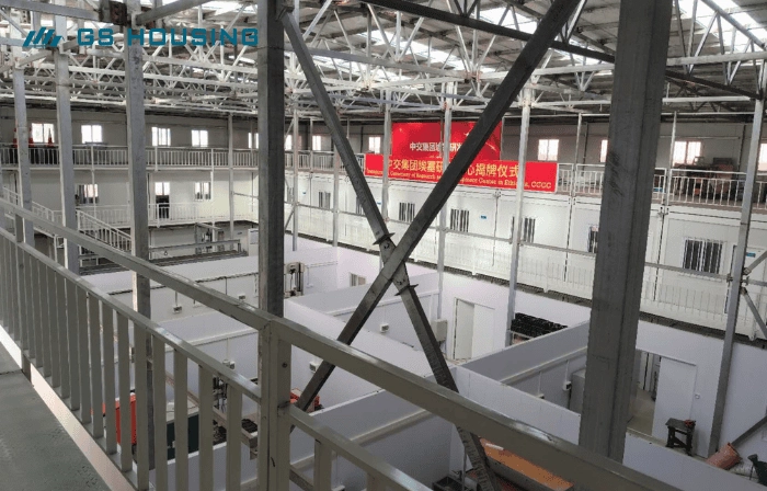 prefab container house corridor interior for modular office and accommodation camp