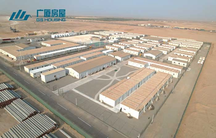 worker camp aerial view of Saudi Arabia Red Sea modular accommodation site