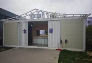 Completed 2025 Sucun community modular portable toilet building with male and female entrances and TOILET signage