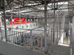 Interior atrium of three-storey modular office and laboratory building with corridors at an Ethiopia research center