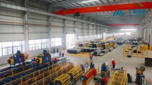 GS Housing production line with workers manufacturing prefabricated modular building units